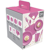 Bright Pink Tableware Kit - 20 Count